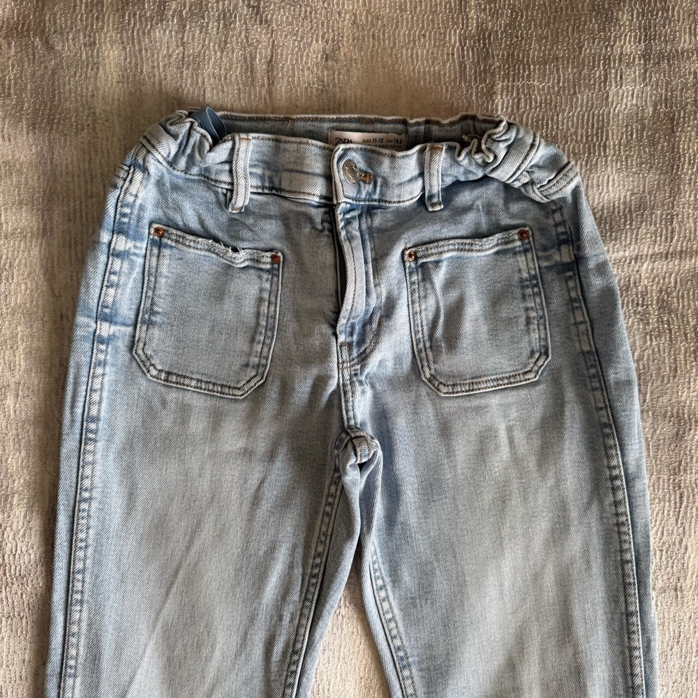Zara Light Blue Flare Kids Jeans, Size 11-12 - Picture 3 of 6